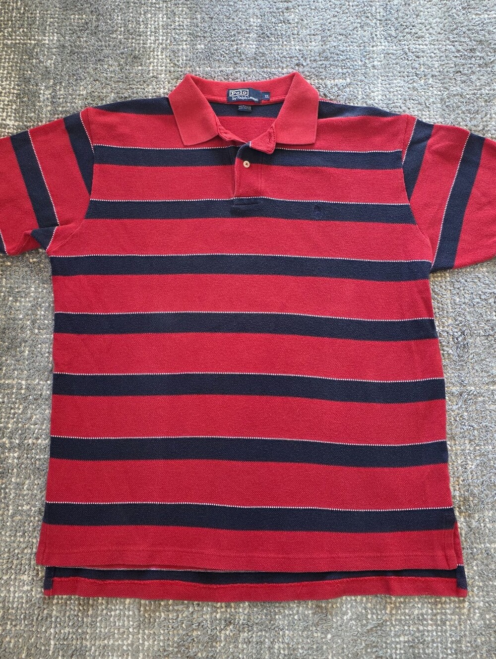 Vintage Polo Ralph Lauren Stripe Polo Shirt XL Rugby Red Blue 90s